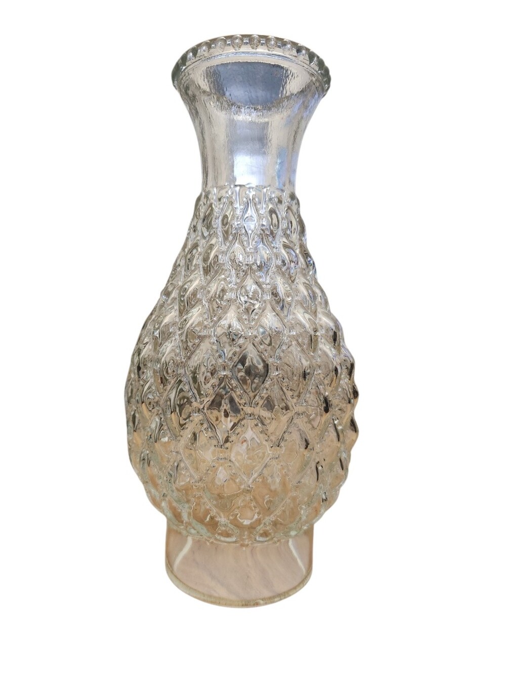 Glass Hurricane Diamond Pattern Quilted Replacement for Lantern Thick Vintage